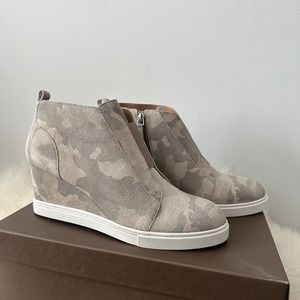 Paolo Felicia-L Suede Wedge Sneaker Cream Coffee Tan Camoss 9M